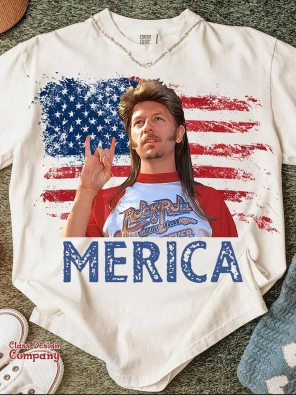 MERICA Graphic Raglan Tee - White & Red -